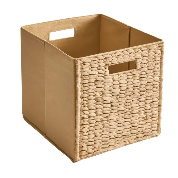 Better Homes & Gardens Water Hyacinth Collapsible Woven Cube Storage Bin | Walmart (US)