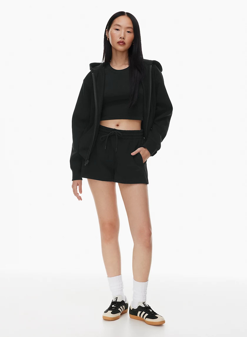 COZY FLEECE BOYFRIEND MINI SWEATSHORT | Aritzia