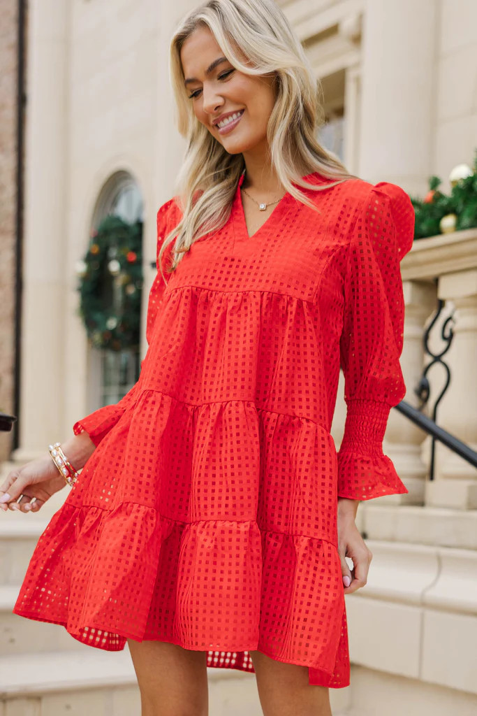 In Your Happy Place Red Textured Dress | The Mint Julep Boutique