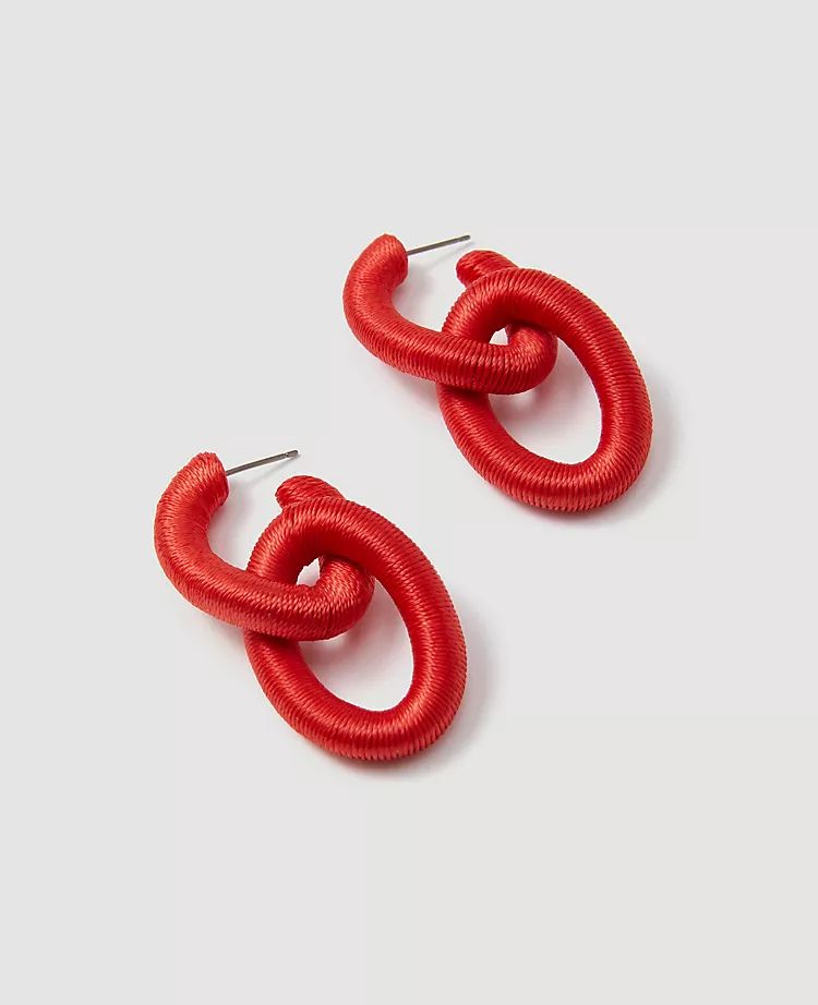 Thread Wrapped Linked Hoop Earrings | Ann Taylor | Ann Taylor (US)