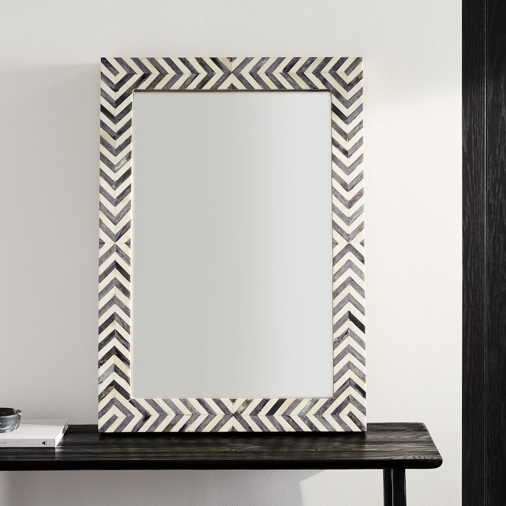 Parsons Wall Mirror, Bone Herringbone/Gray | West Elm (US)