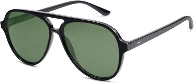SOJOS Classic Polarized Aviator Sunglasses Womens Mens Retro Double Bridge Aviators SJ2201 | Amazon (US)
