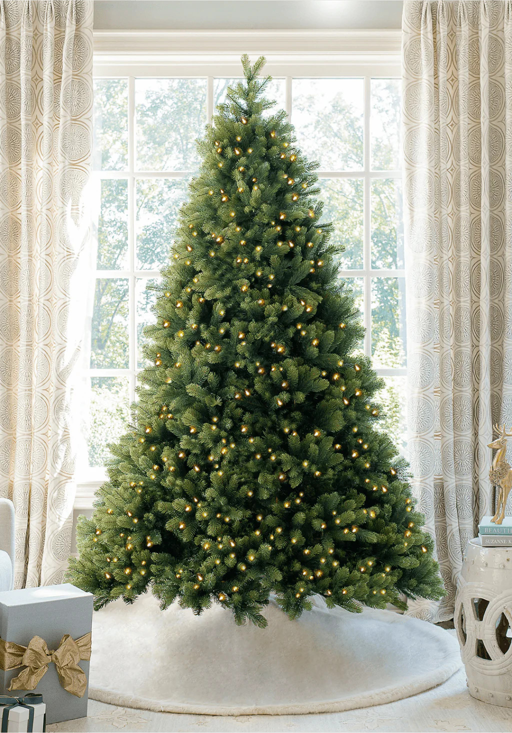 7.5' Royal Fir Artificial Christmas Tree with 1000 Warm White & Multi-Color LED Lights | King of Christmas