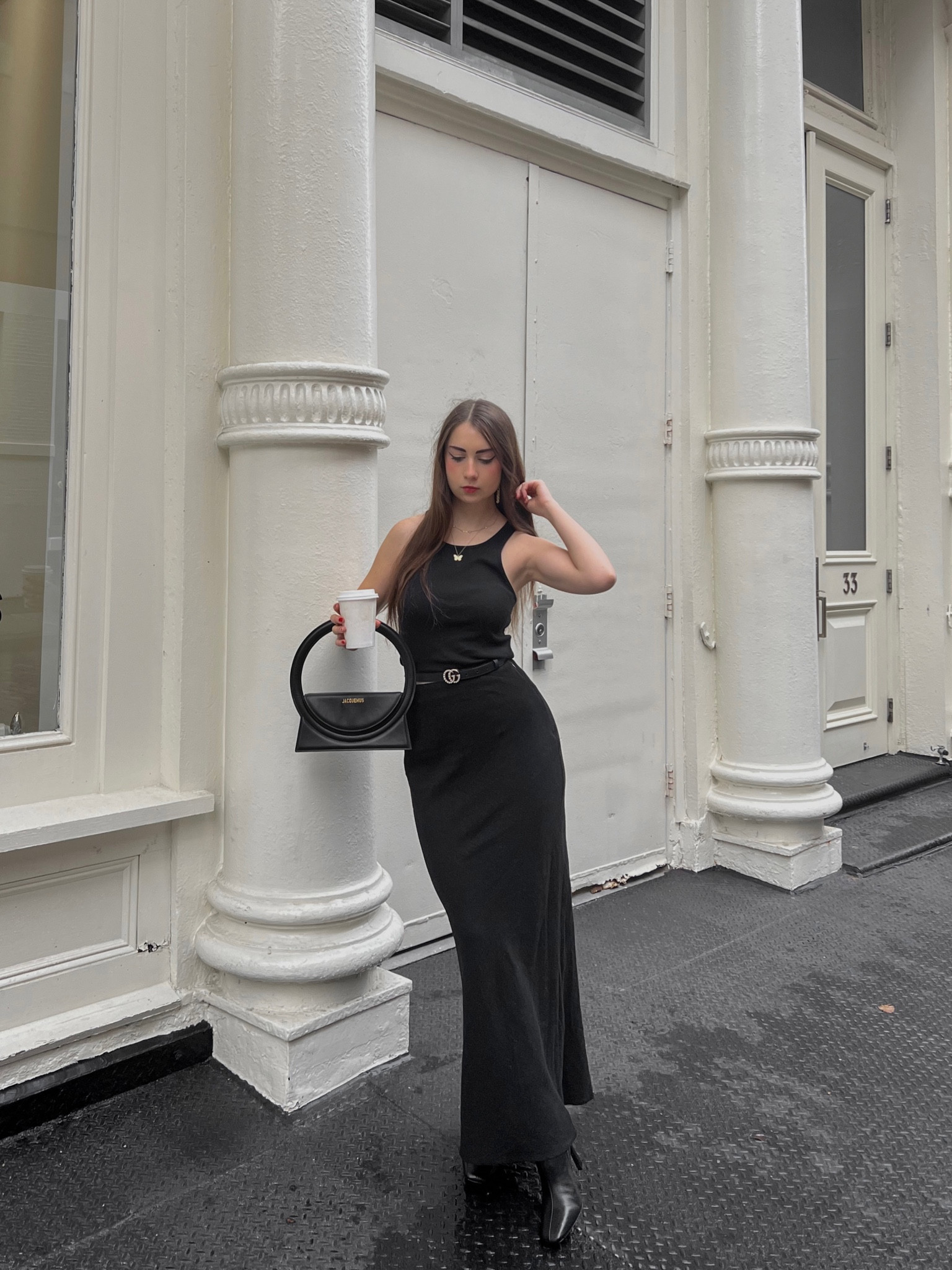 Classy black outfit inspo 
Maxi skirt, black outfit, monochrome outfit, jacquemus bag, Gucci belt, soho nyc, street style nyc, street style inspo, classy streetwear, Parisian style, old money aesthetic, old money outfit, minimal outfit 

#LTKMostLoved #LTKworkwear #LTKstyletip