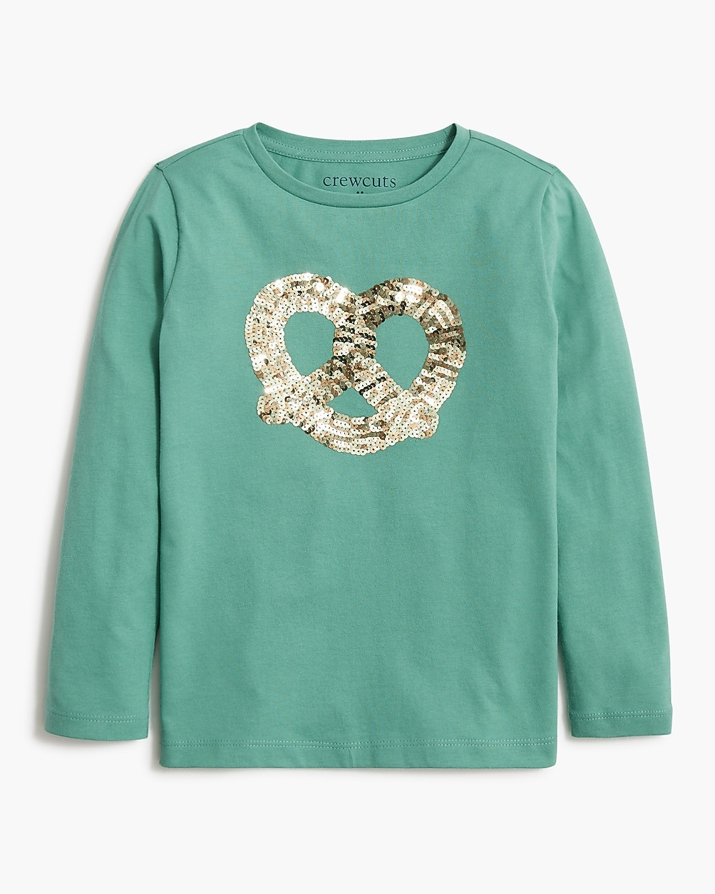 Girls' long-sleeve sequin pretzel graphic tee | J.Crew Factory