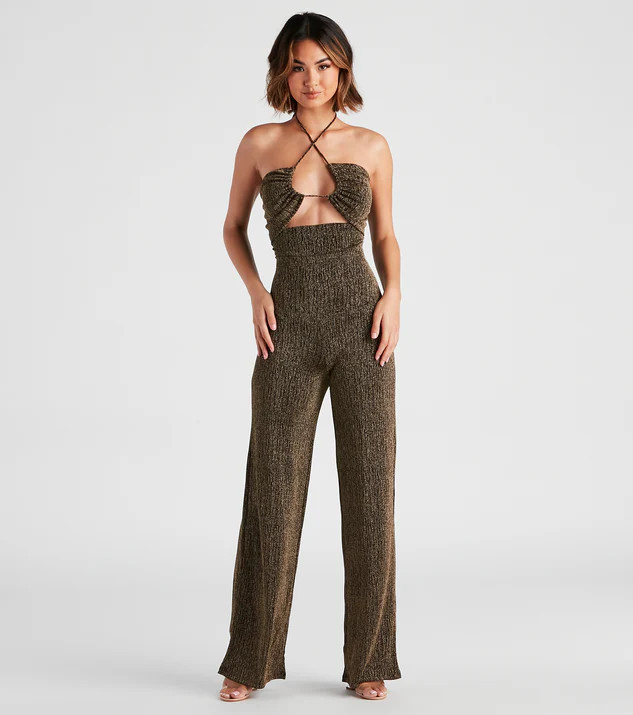 Miss Sparkle Halter Knit Jumpsuit | Windsor Stores