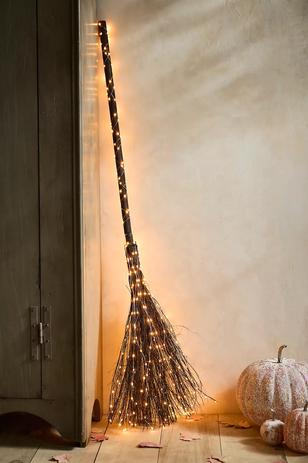 Twinkling Illuminated Vine Broom | Anthropologie (US)
