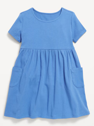 Short-Sleeve Ribbed Fit and Flare Pocket Dress for Toddler Girls | Old Navy | Old Navy (US)
