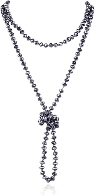 Hand Knotted Beads Endless Long Statement Necklace - Handmade Versatile Beaded Strand Lariat Mult... | Amazon (US)