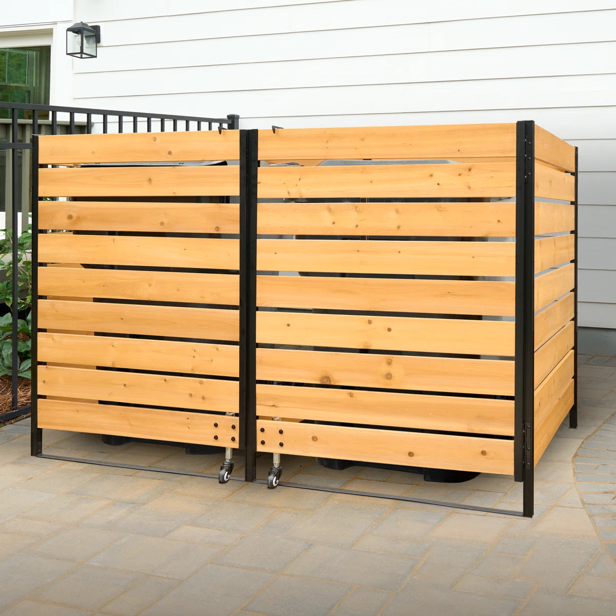 4.2ft H X 6.6ft W X 3.4ft L Enclo Outdoor Trash Can Storage Shed, Outdoor Storage Cabinet, Dual T... | Wayfair North America