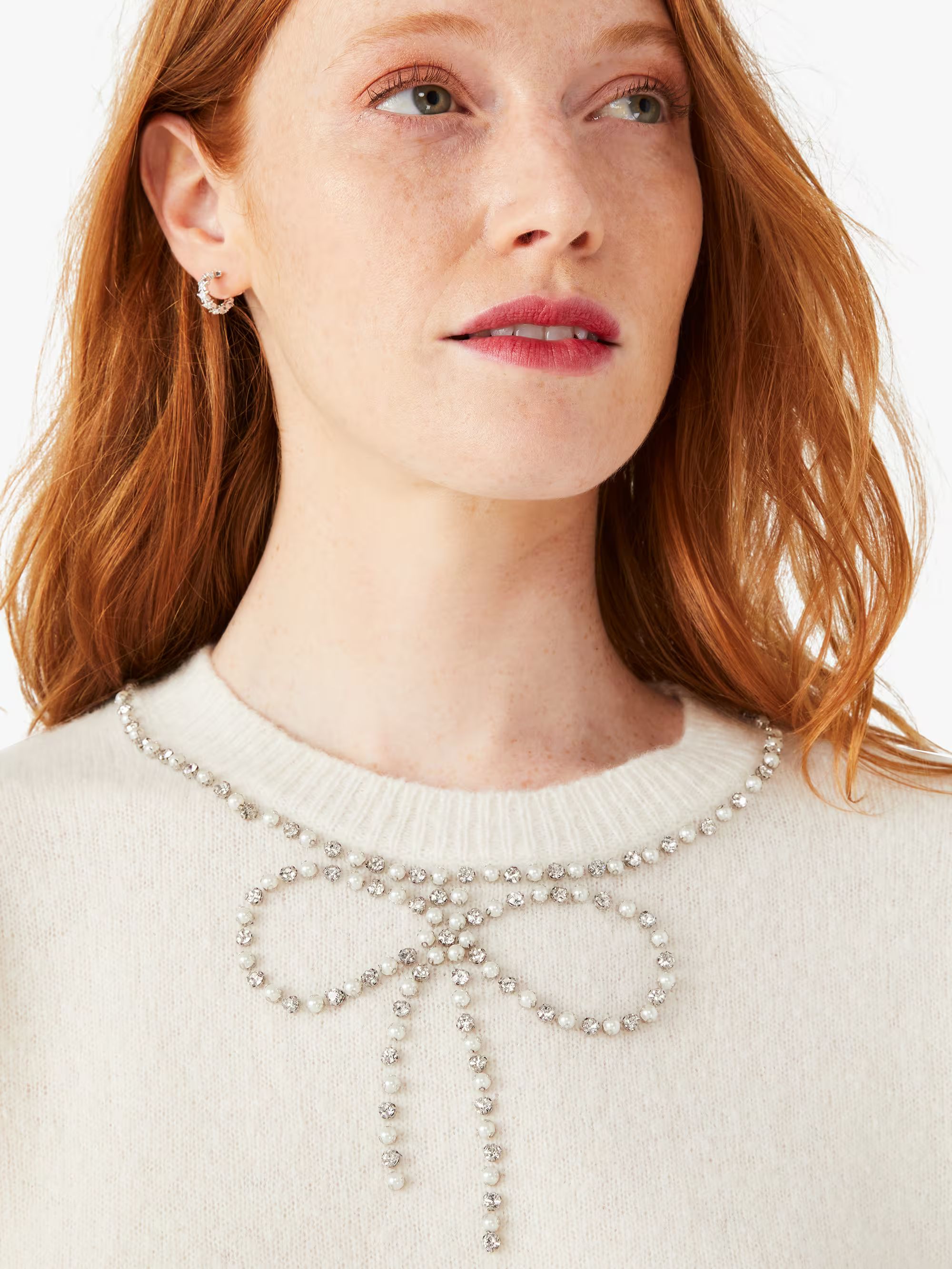 pearl-rhinestone bow sweater | Kate Spade (US)