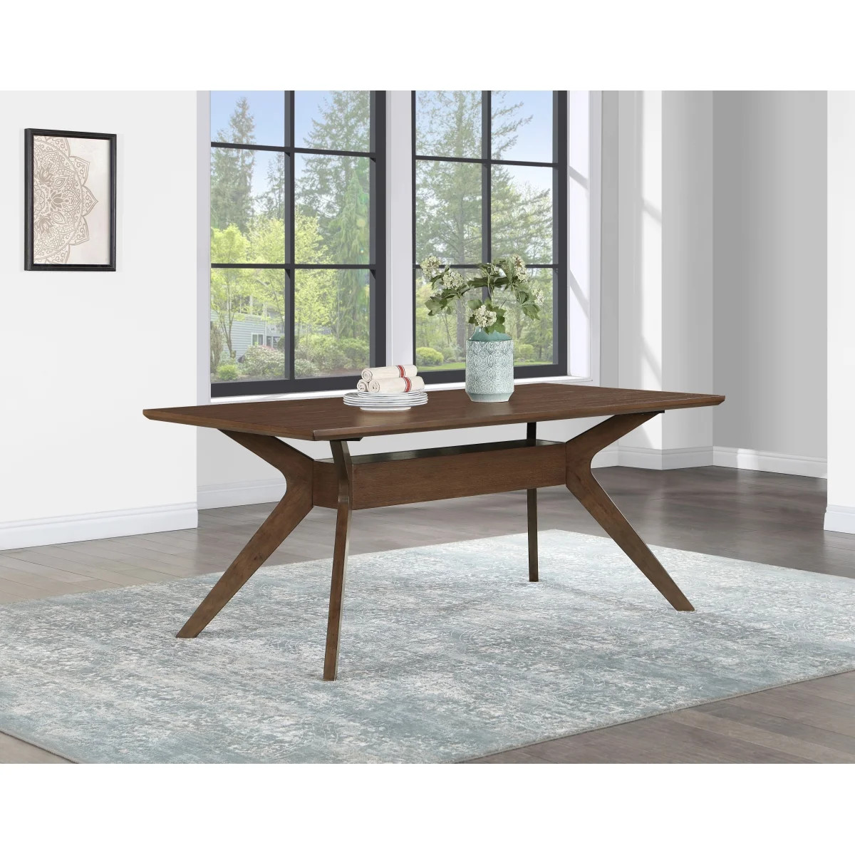 Quinn Dining Table - Dark Brown Wood Dining Table for 6 People, Rustic Chestnut Finish, Kitchen &... | Walmart (US)