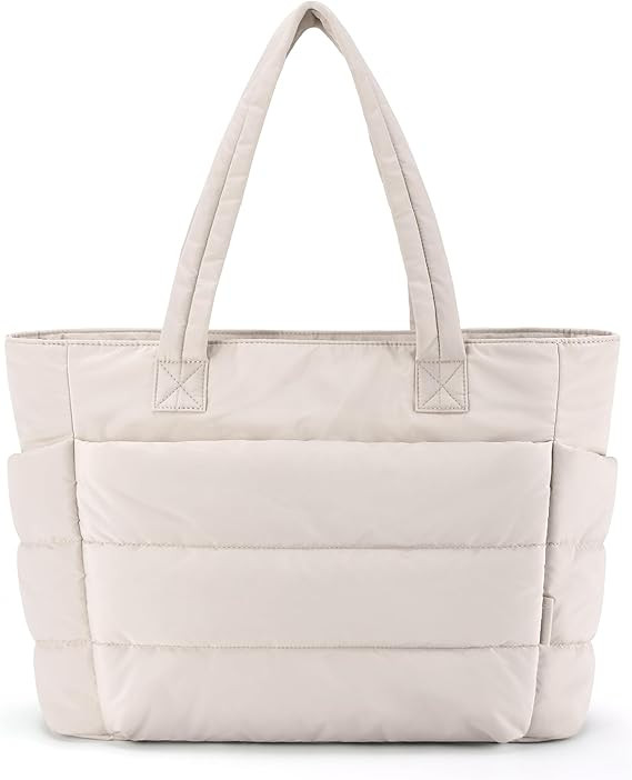 BAGSMART Tote Bag for Women, Lightweight Puffy Tote Bag with Compartments, Quilted Shoulder Bag H... | Amazon (US)