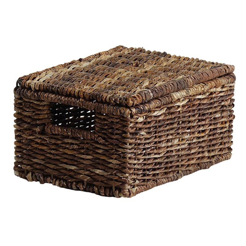 Woven Abaca Storage Basket with Lid, Small | At Home
