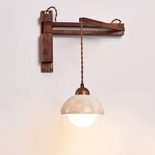 Swing Arm Wall Mount Reading Light Adjustable Long Lamp Wood Mid Century Sconce Vintage Modern Ma... | Amazon (US)