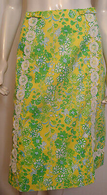 Lilly Pulitzer Yellow & Green Floral Lace Skirt L 14 16 VTG The Lilly Perfect!  | eBay | eBay US