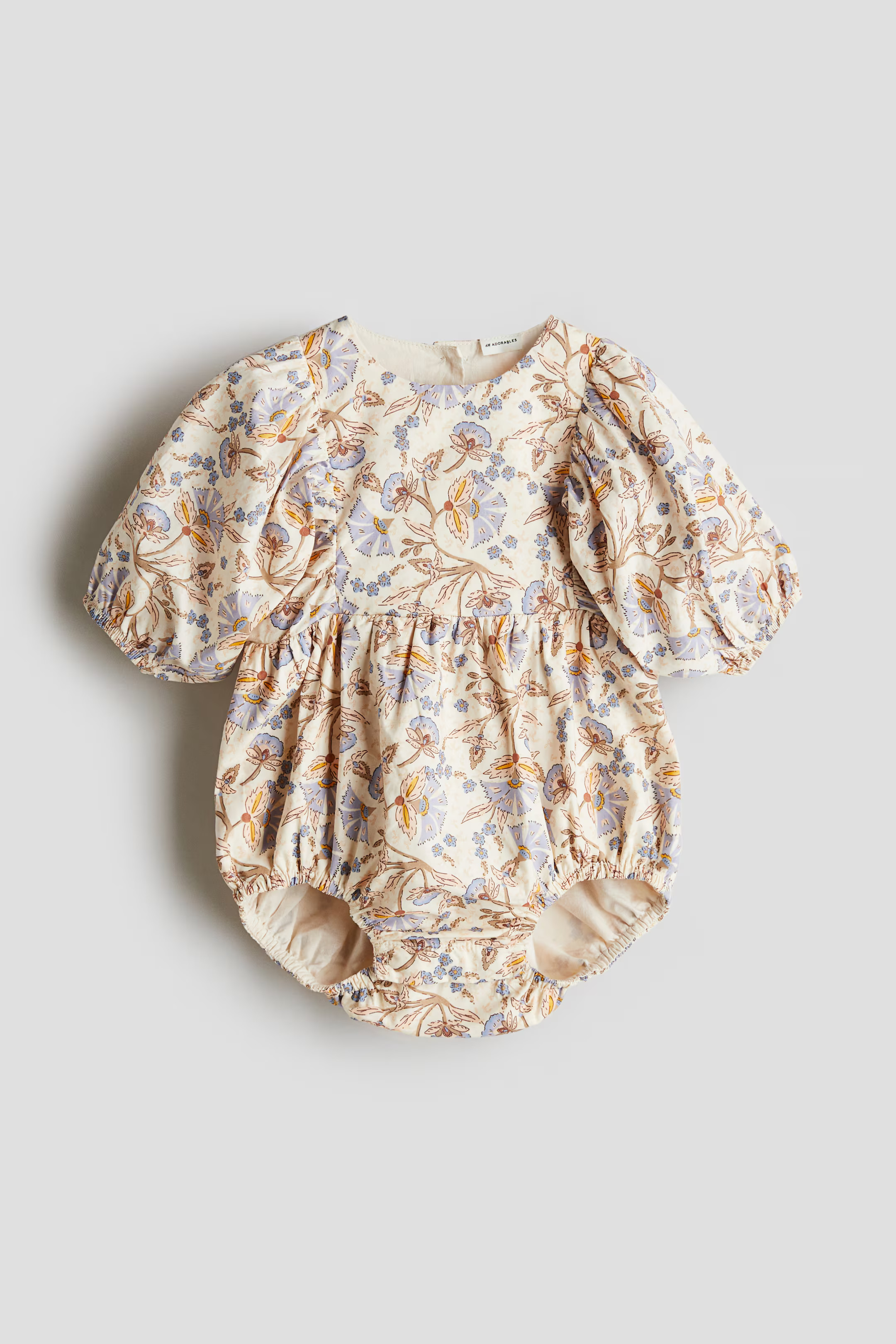 Cotton Poplin Romper Suit - Beige/floral - Kids | H&M US | H&M (US + CA)