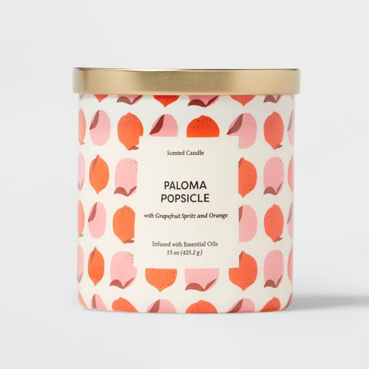 15oz Glass Jar Print Paloma Popsicle Candle Pink - Opalhouse™ | Target