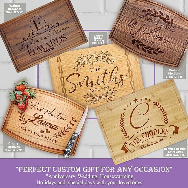 Tayfus Personalized Cutting Boards - Custom Engraved Wood Chopping Block - USA Handmade - Best... | Amazon (US)