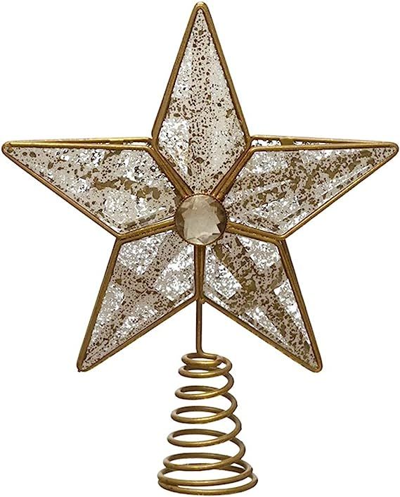 One Holiday Way 7.5-Inch Distressed Gold Metal & Antiqued Mirror Star Christmas Tree Topper Decor... | Amazon (US)