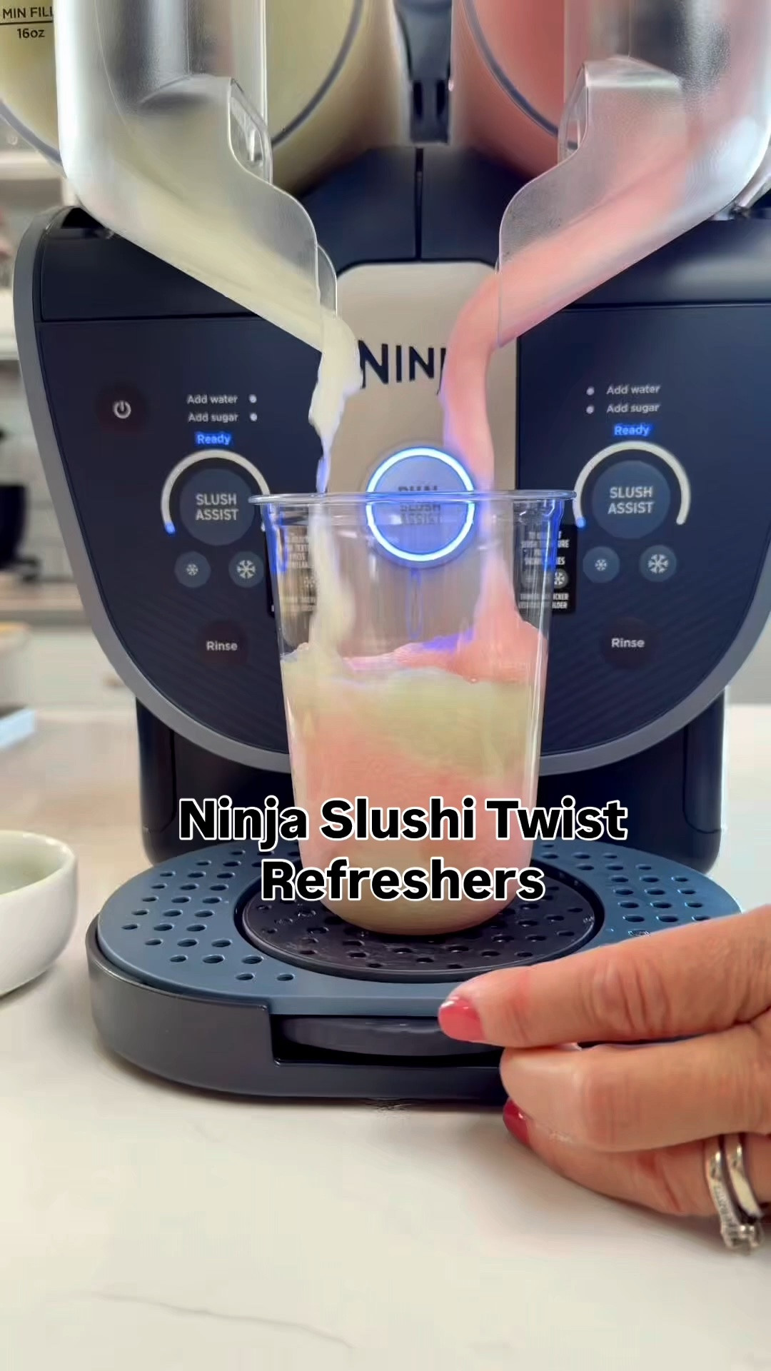Drop the mic! Meet the NEW Ninja SLUSHi Twist, and I think I just found my favorite way to use it! 

I took two of my favorite Refreshers, popped them into the machine, and let the Ninja Twist do its thing. 

The frozen texture, the colors, and that twist?! Watching two flavors come together like this is seriously SO satisfying. 

This is definitely one of those new kitchen gadgets that makes me want to turn everything into a slushi!