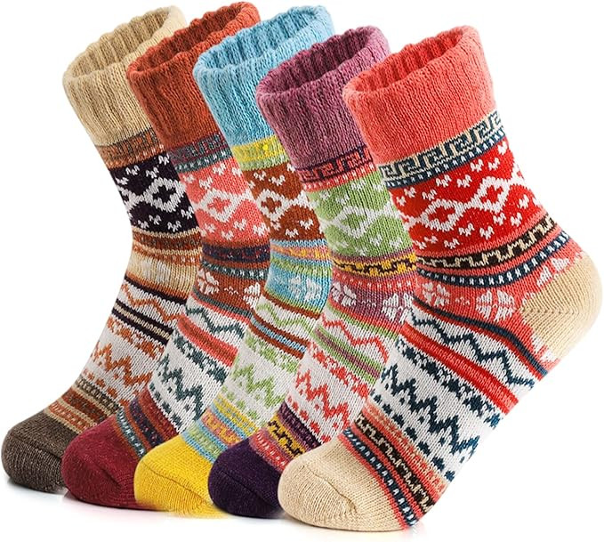 VVtobeYo 5 Packs Womens Warm Thick Knitted Wool Socks for Women size 6-10 Chrismas Thick Cozy Soc... | Amazon (US)