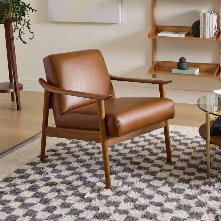 Mid-Century Leather Show Wood Chair | West Elm (US)