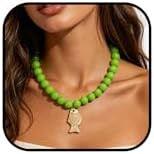 Colorful Chunky Beaded Choker Necklace for Women Minimalistic Adjustable Resin Large Round Beaded... | Amazon (US)