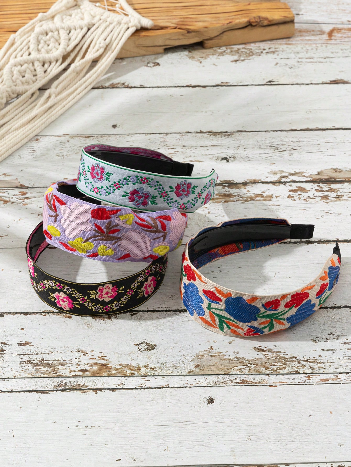 1pc bloemen geborduurde brede elastische hoofdband, antislip, Boho stijl casual decoratie accesso... | SHEIN
