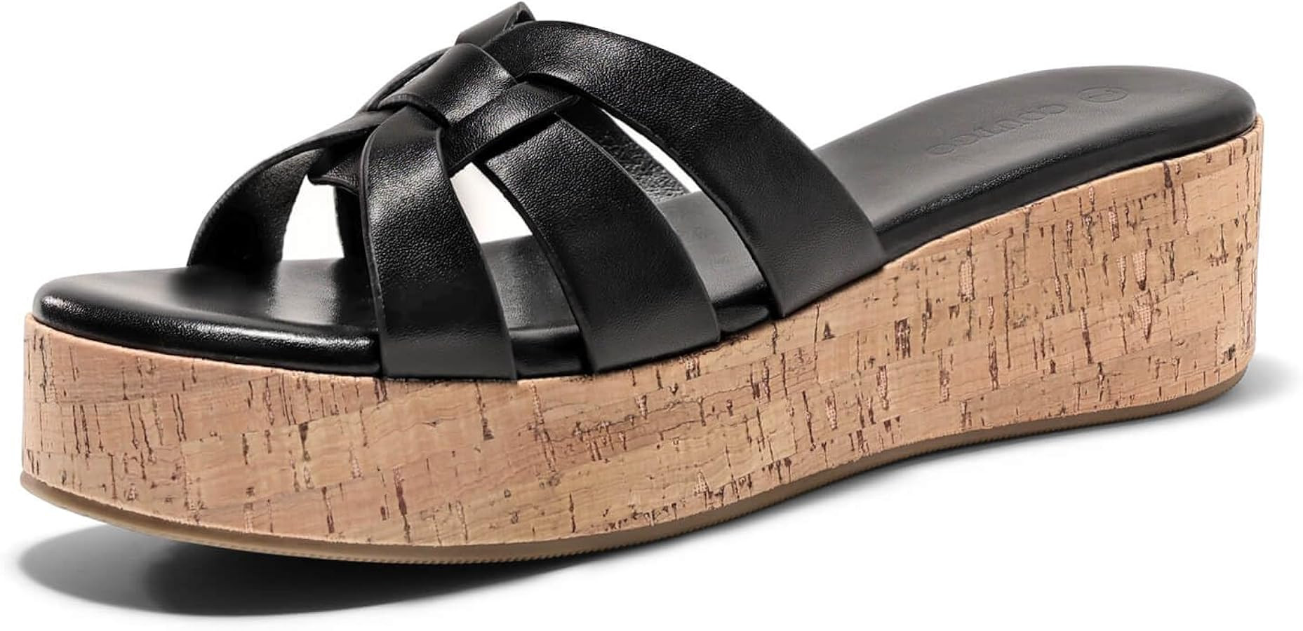 Coutgo Women's Platform Sandals Open Toe Slip On Low Wedge Slides Cork Heeled Beach Vacation Shoe... | Amazon (US)
