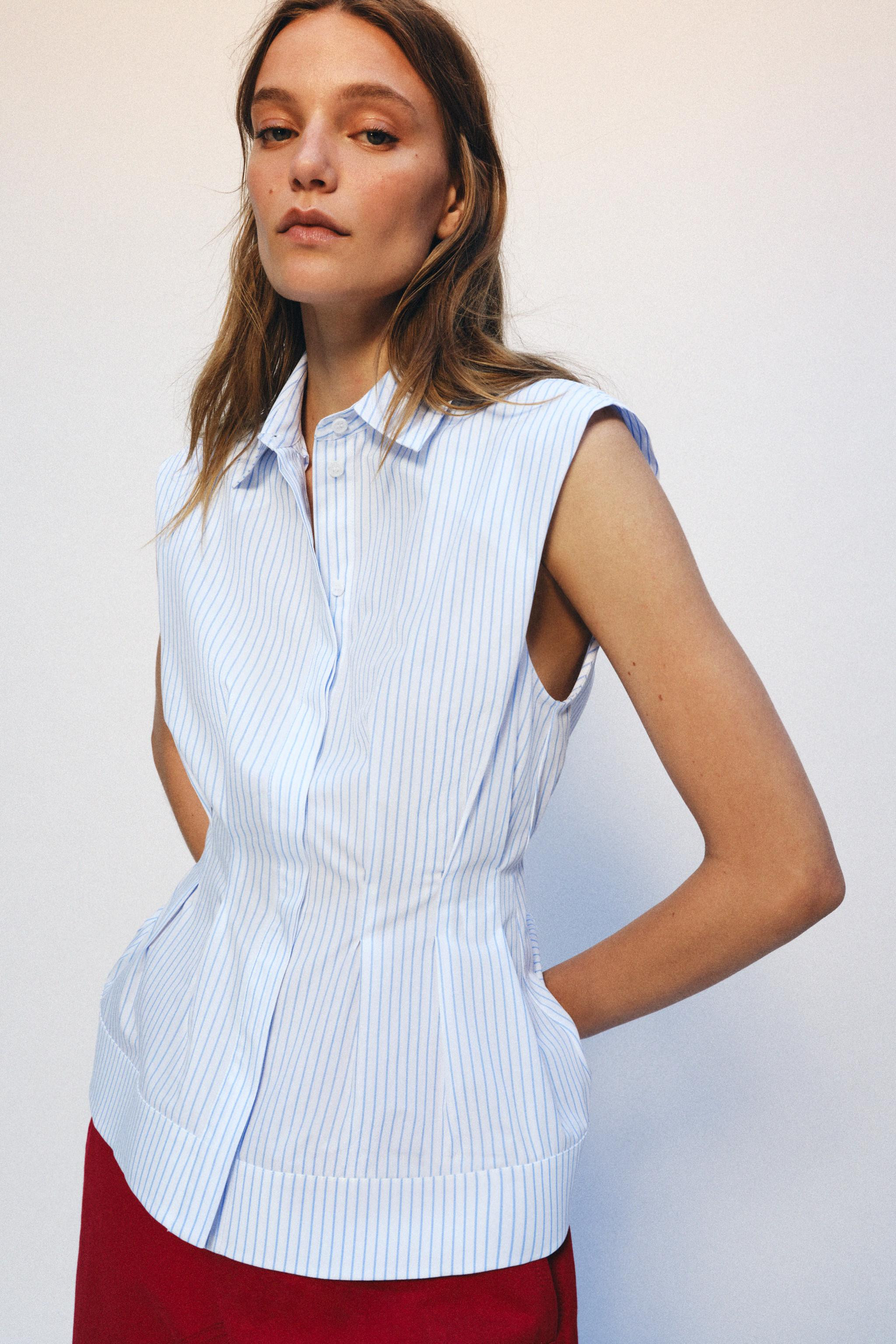 PLEATED SLEEVELESS SHIRT ZW COLLECTION | Zara UK
