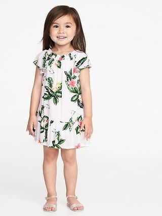 Old Navy Baby Ruffled Floral-Print Crepe Dress For Toddler Girls Pales In Comparison Size 12-18 M | Old Navy US