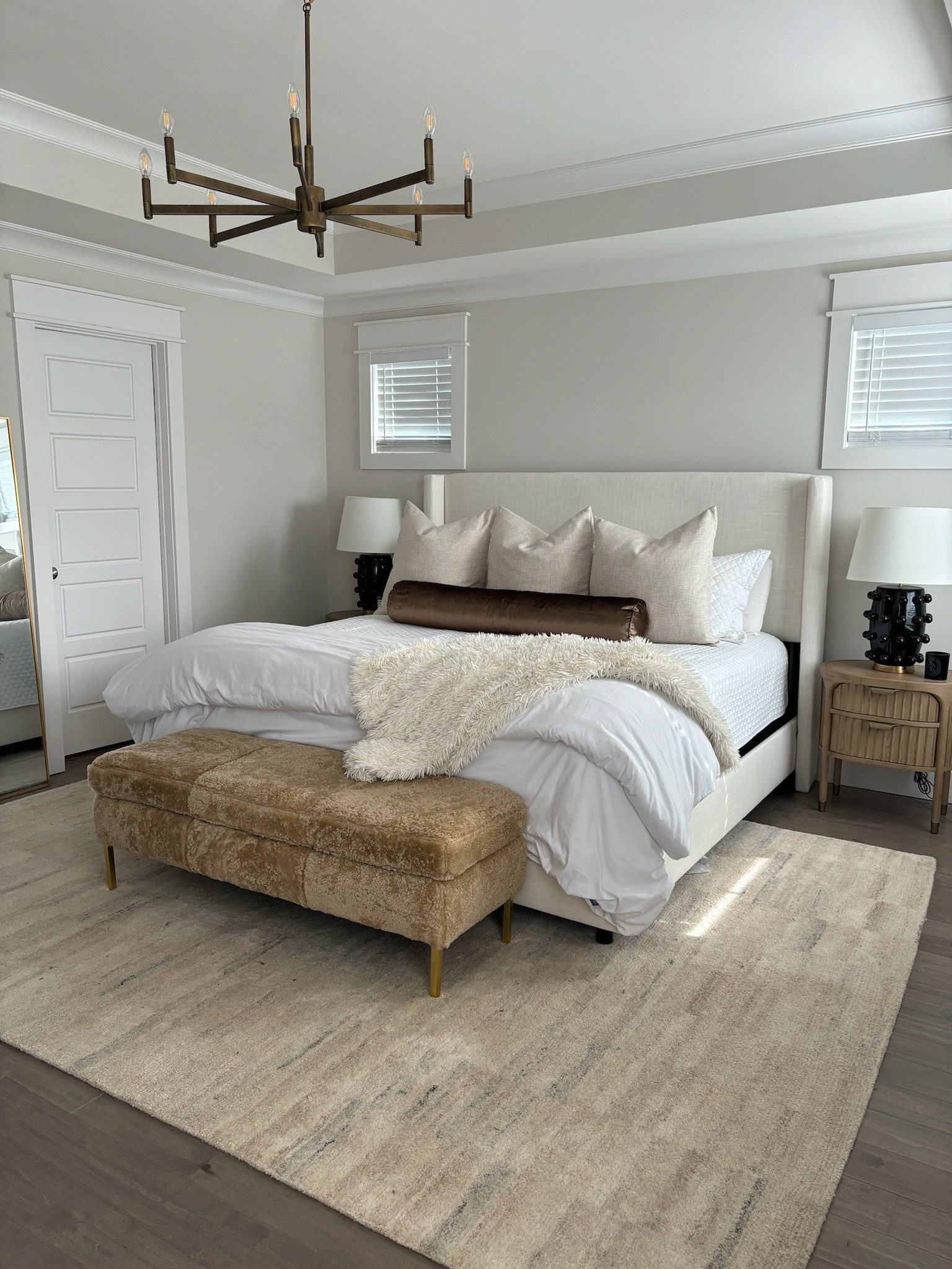 BED - KING
RUG - 9x12
BOLSTER PILLOW - 8x48
BOLSTER COVER - 8x48
BEIGE PILLOW COVERS - 26x26
INSERTS - 28x28


Neutral bedroom decor 

Organic modern bedroom
Wayfair bed 
Velvet bolster 
Brass gold light Fixture chandelier 
Fur shearling end of bed bench 
Bedroom inspo
Bedroom goals 


#LTKfindsunder100 #LTKhome #LTKstyletip

#LTKHome #LTKStyleTip #LTKMostLoved