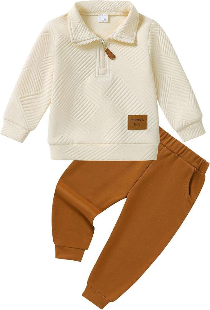 ZOEREA Toddler Baby Boy Clothes Outfits Long Sleeve Solid Sweatshirt and Pants 2 Piece Fall Winte... | Amazon (US)