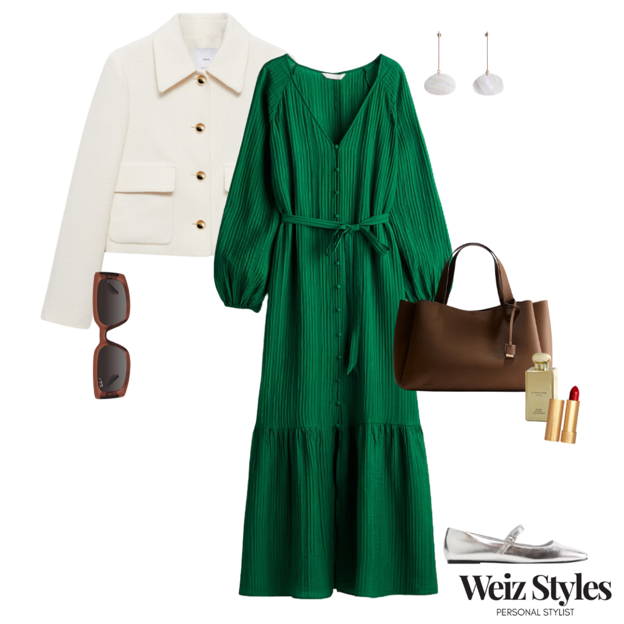How fabulous is the vivid green dress!? 💚 Classically styled with a boxy cream jacket and brown handbag, alongside a trendy silver shoe to add a bit of fun ✨

Need some help with your style? Get in touch 💌 hello@weizstyles.com

Louise x

Personal stylist, styling, ootd, neutral aesthetic, London, Weiz styles, shopping, outfit of the day, uk, confident, handbag, bag, perfume, fragrance, lipstick, lip, elevate you style, feel good, flat lay, shopping, high street, designer, ltk, chic, sophisticated, green, dress, buttons, details, maxi dress, fun, classic, sophisticated, feminine, stand out, vibrant, vivid, sunglasses, H&M, net a porter, John Lewis, mango, Jo malone, gold, earrings, trendy, trend, elegant, silver, shoes, ballerinas, flats, everyday, casual, smart casual, elevated, stylish 


#LTKuk #LTKstyletip #LTKsummer