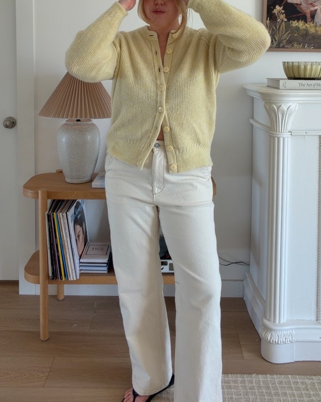 Wearing a size M in the Othello Sezane cardigan. It is so soft! 

#LTKootd