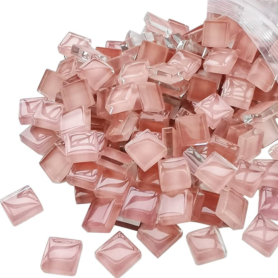 Yatinkim Mosaic Tiles Square Pink 160pcs Shine Crystal Series Bulk Glass Mosaic Tiles Glitter Mos... | Amazon (US)