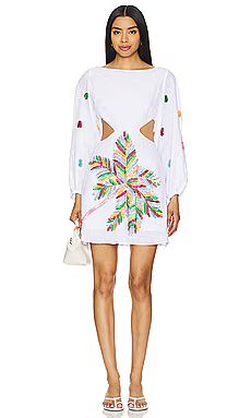 Sundress Simona Dress in Linen White With Cartagena Embroidery from Revolve.com | Revolve Clothing (Global)