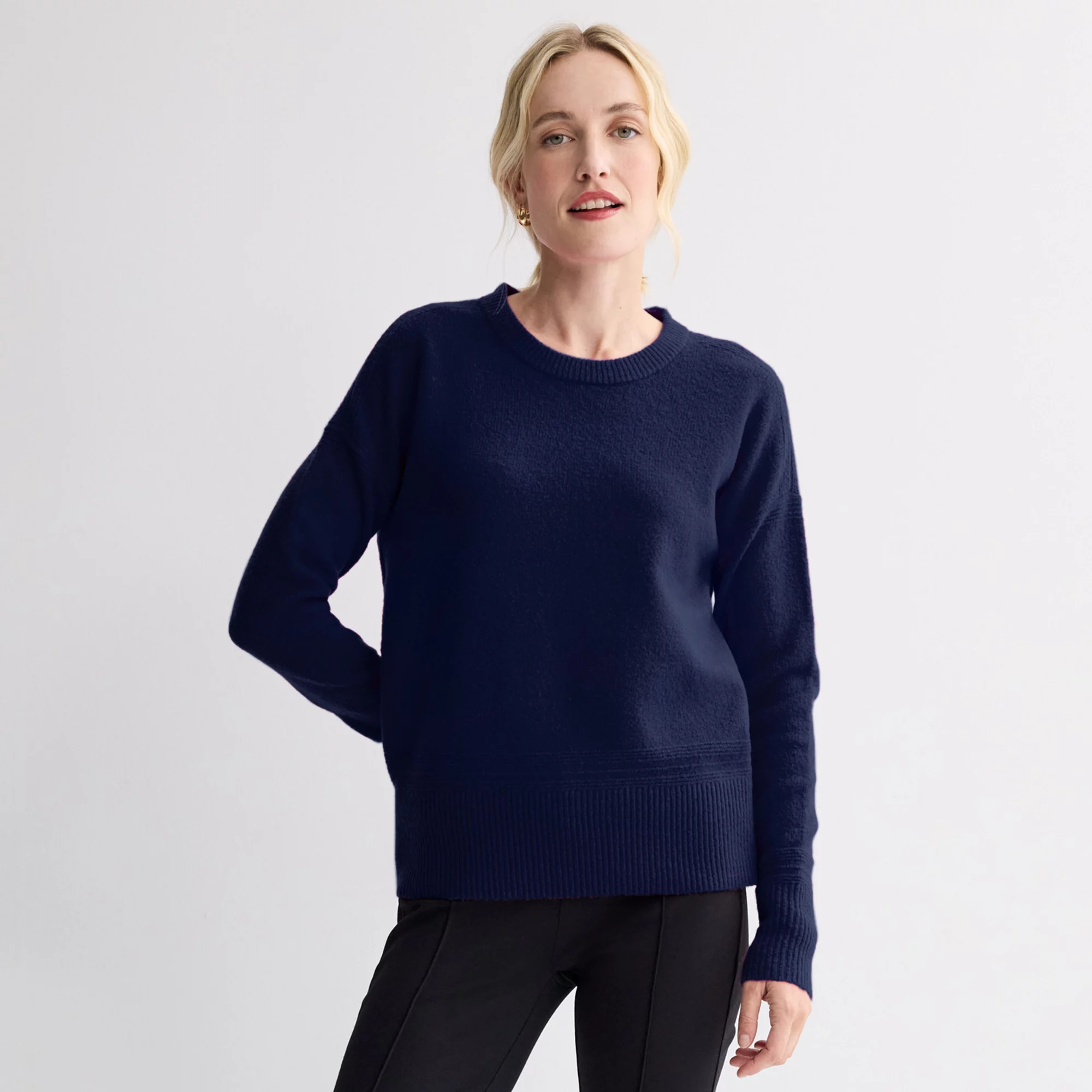 Women's Nine West Crew Neck Pullover Sweater, Size: XL, Blue Escape | Kohl's