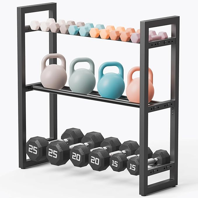 Pickpiff Adjustable 3-Tier Dumbbell Rack –Sturdy Heavy-Duty Metal Weight Storage Stand for Dumb... | Amazon (US)