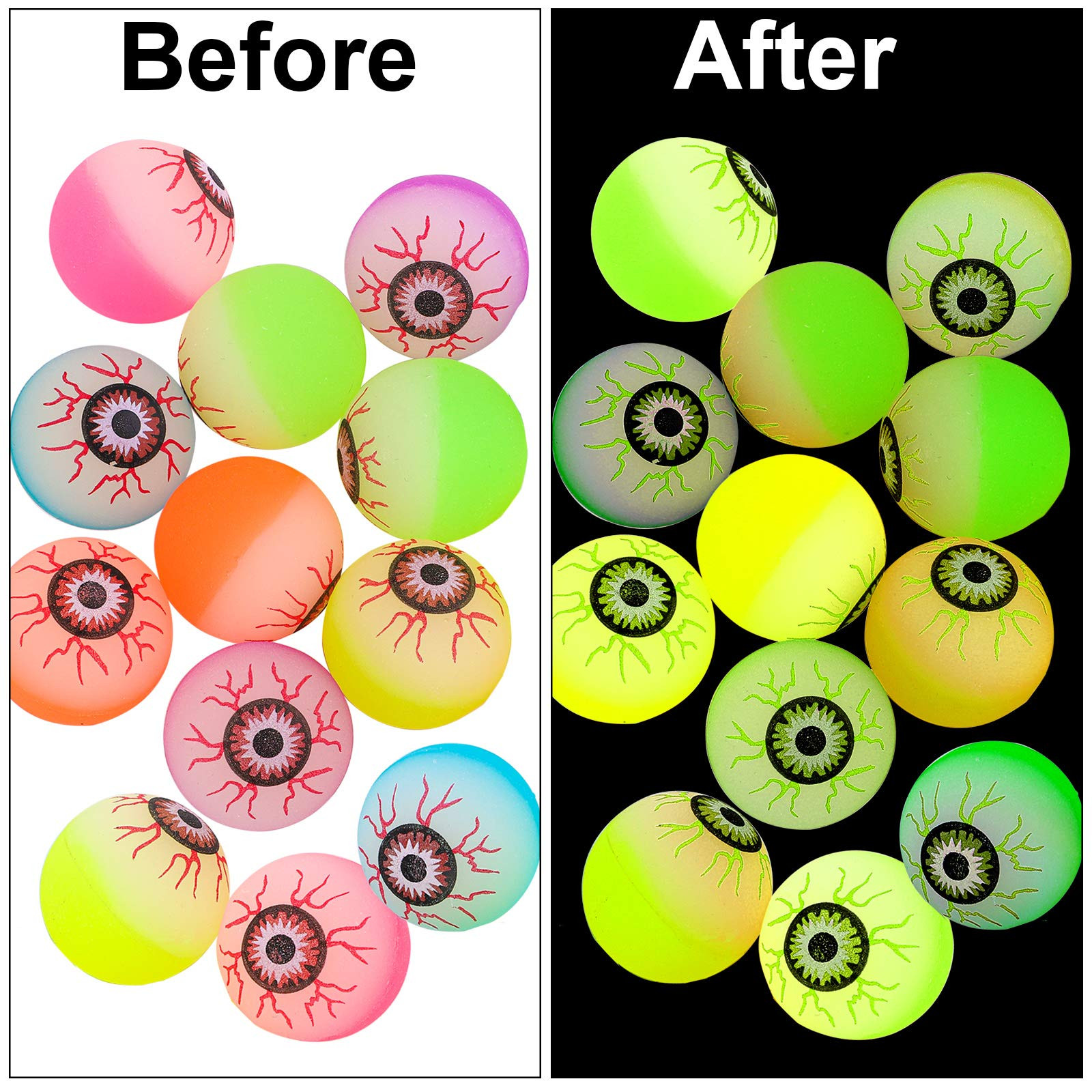 Elcoho 12 Pieces Halloween Bouncing Balls Glow in The Dark Bouncing Eyeballs Halloween Theme Eyeb... | Amazon (US)