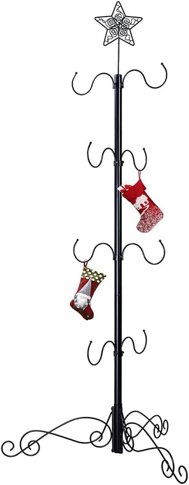 HOHIYA 59 in Christmas Stocking Hanger Freestanding Holder 8 Hangers Adjustable for Scarf Belt Ha... | Amazon (US)