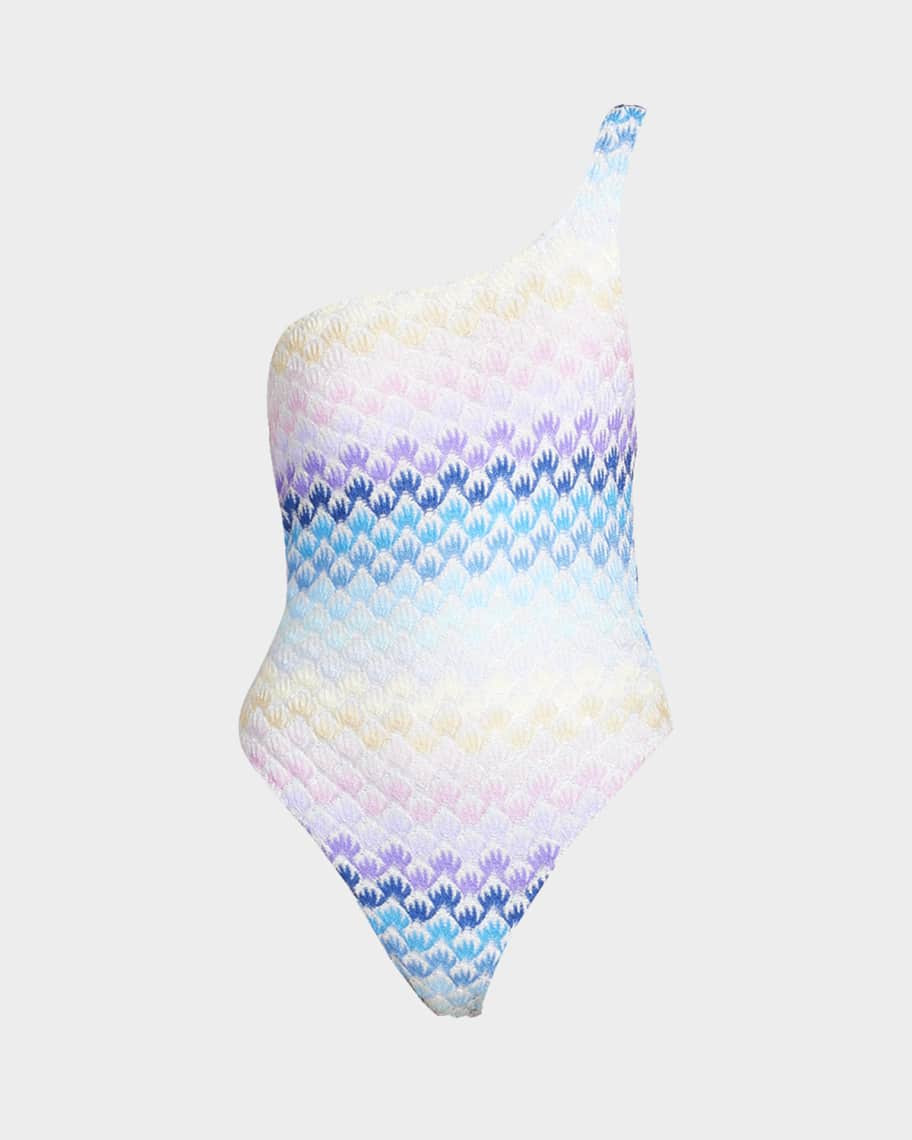 Missoni Degrade Lace-Effect Asymmetric One-Piece Swimsuit | Neiman Marcus