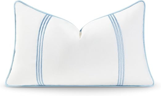 Hofdeco Premium Coastal Hampton Style Patio Indoor Outdoor Lumbar Pillow Cover Only, 12"x20" Wate... | Amazon (US)