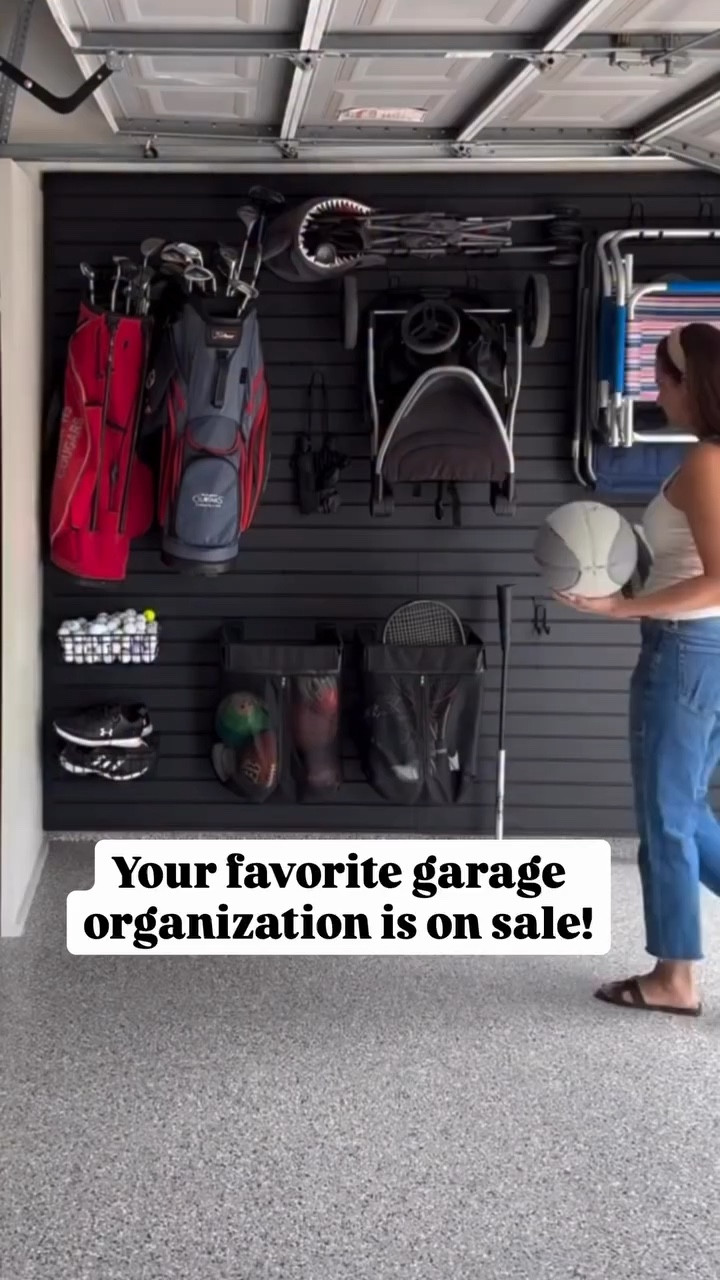 You know what time it is! Spring garage cleaning! My slat wall system is on sale just in time. Comment below and I’ll send you the link to the panels and accessories I used.