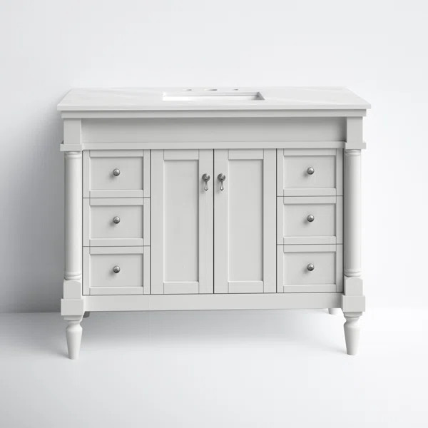 Uriah 42'' Free-standing Single Bathroom Vanity with Marble Vanity Top | Wayfair North America