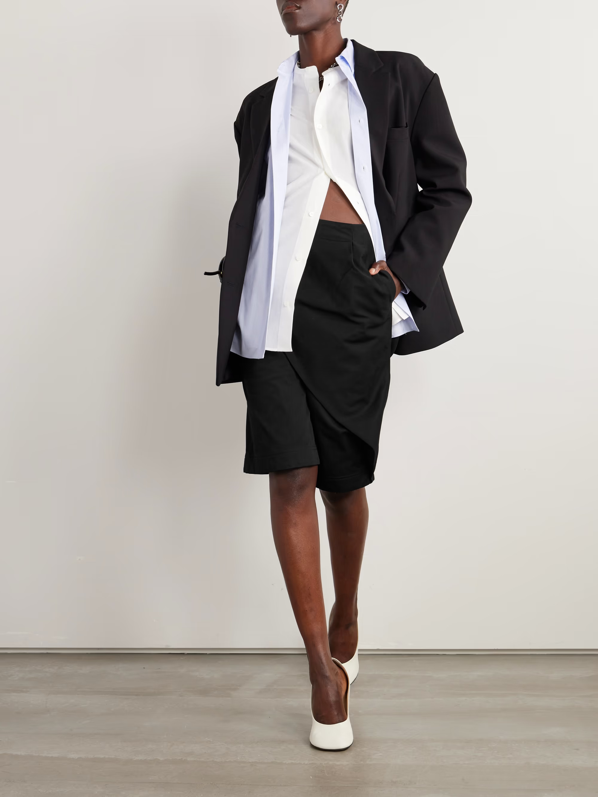 Layered wrap-effect cotton-twill shorts | NET-A-PORTER (UK & EU)
