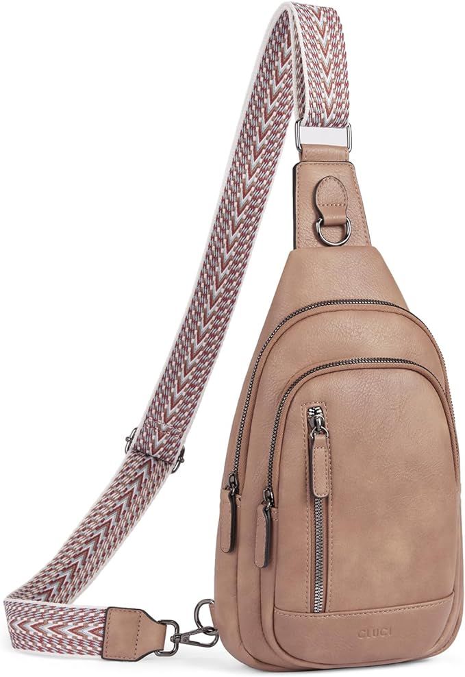 CLUCI Sling Bag for Women Crossbody Leather Large Sling Backpack Fanny Packs Chest Bag for Travel... | Amazon (US)