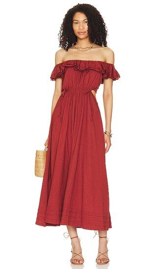Daria Midi Dress in Brick | Revolve Clothing (Global)