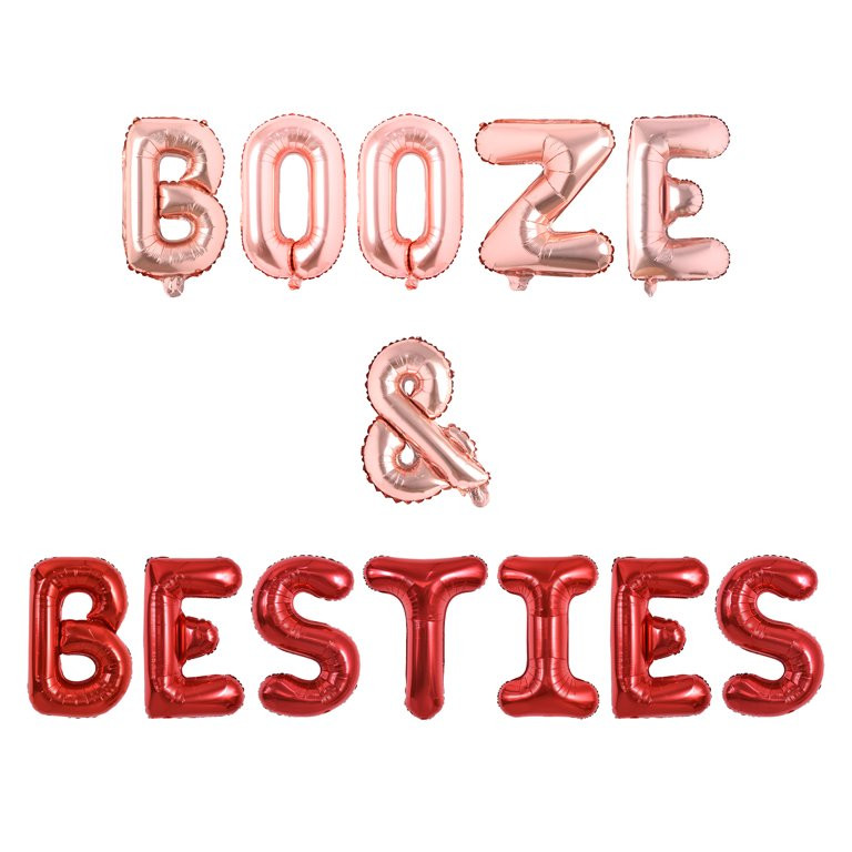 Booze & Besties Foil Balloon Kit Happy Galentine's Day Decorations Wine Bottle Glass Lips Foil Ba... | Walmart (US)